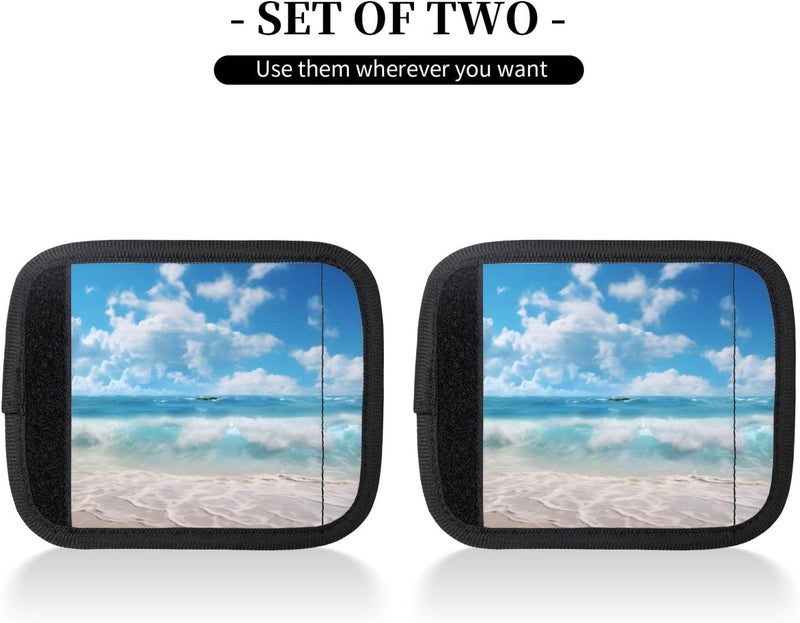 DXTKWL Sea Beach Luggage Handle Wraps for Suitcase Luggage Identifiers Soft Handle Grips Covers for Travel Accessories, 2 Pack - Image 2